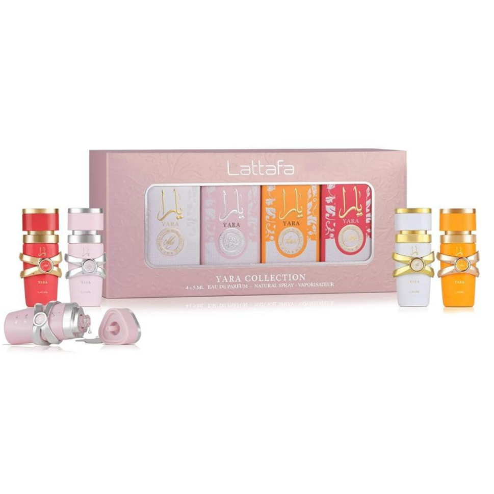 Lattafa. Yara Collection – 4 × 5 ml Eau de Parfum Gift Set for Women (Yara + Yara Moi + Yara Tous + Yara Candy)