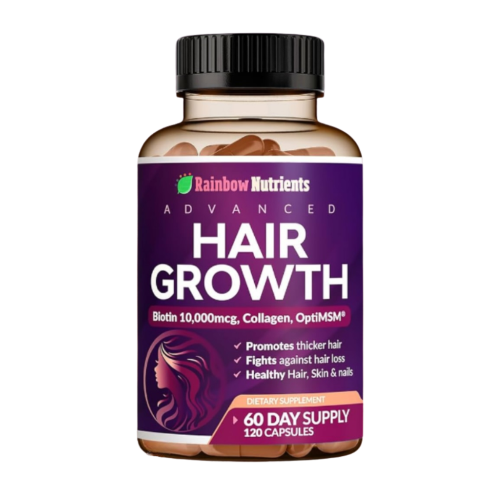 Vitamina Para el Cabello Hair Growth Vitamins for Women | Biotin 10,000mcg, 120 Cápsulas, Rainbow Nutrients