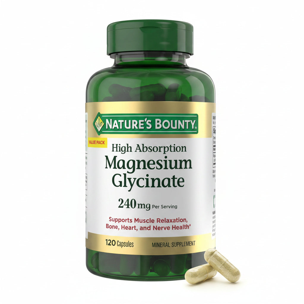 Natures Bounty High Absorption Magnesium Glycinate 240mg 180 Capsulas